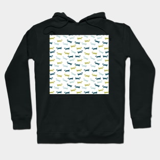 Blue and yellow green dachshunds pattern Hoodie